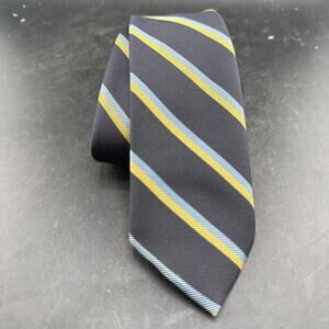 Vintage 1960s Skinny Tie Navy Stripe Retro Mens Narrow Necktie